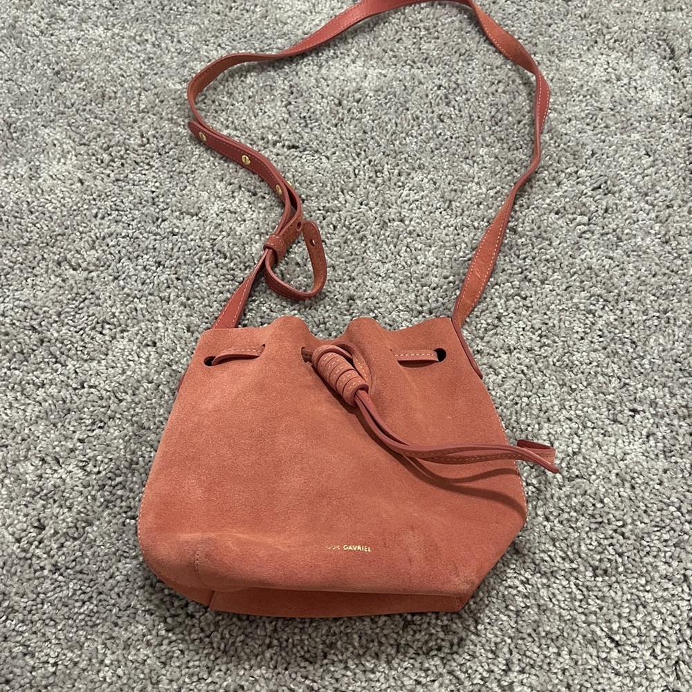 Mansur Gavriel Suede Crossbody Bag - Coral